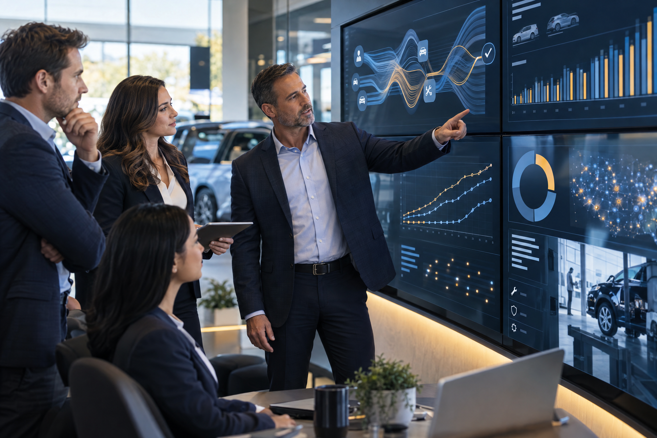 Dealership sales and service team using unified customer data to identify a qualified opportunity